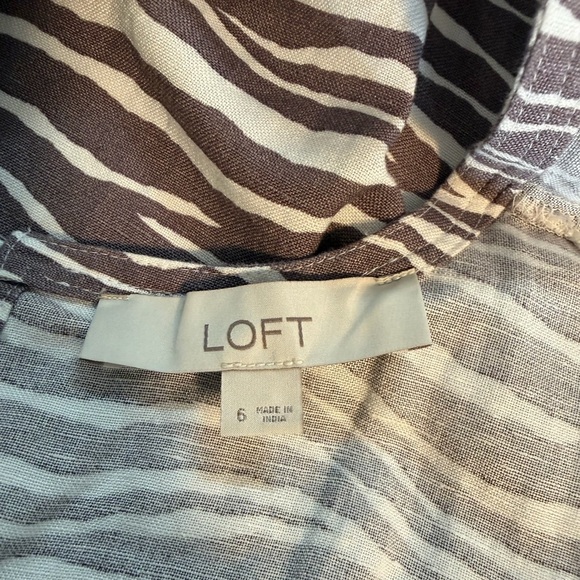 LOFT Brown & White Zebra Print Sleeveless Shift Dress Size 6 - Picture 6 of 6